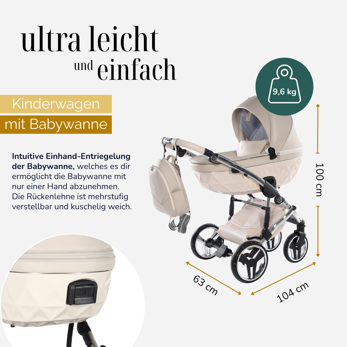 JUNAMA Kombikinderwagen Diamond Fluo Beige Special