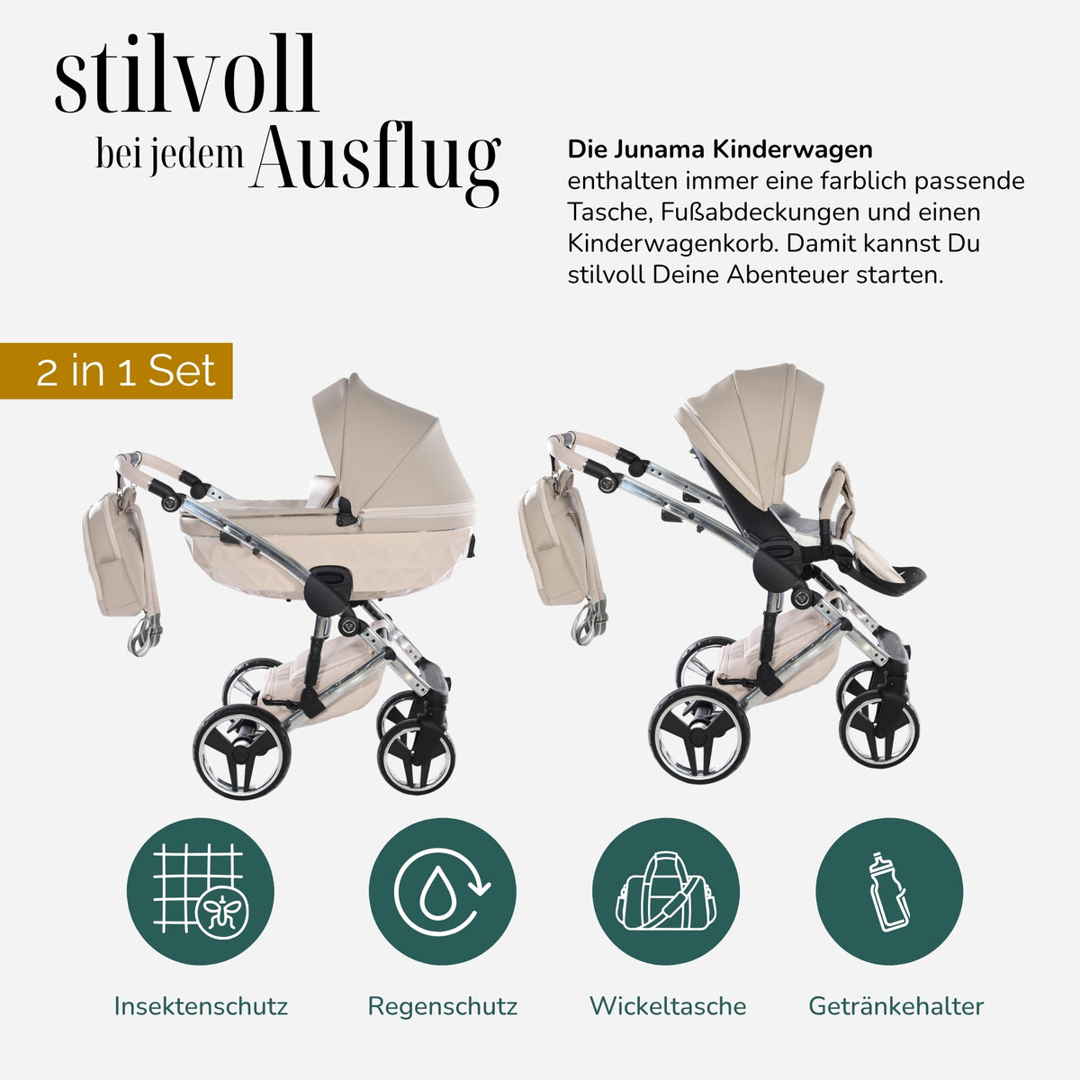 JUNAMA Kombikinderwagen Diamond Fluo Beige Special