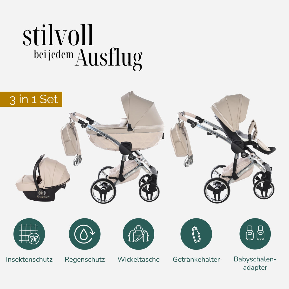JUNAMA Kombikinderwagen Diamond Fluo Beige Special