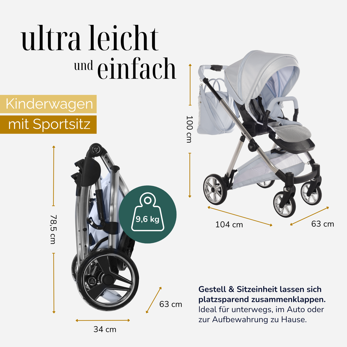 JUNAMA Kombikinderwagen Ellegante Lamé