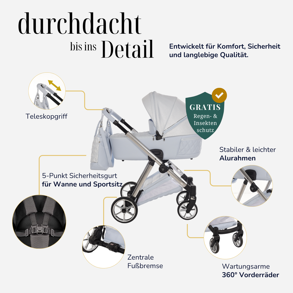 JUNAMA Kombikinderwagen Ellegante Lamé