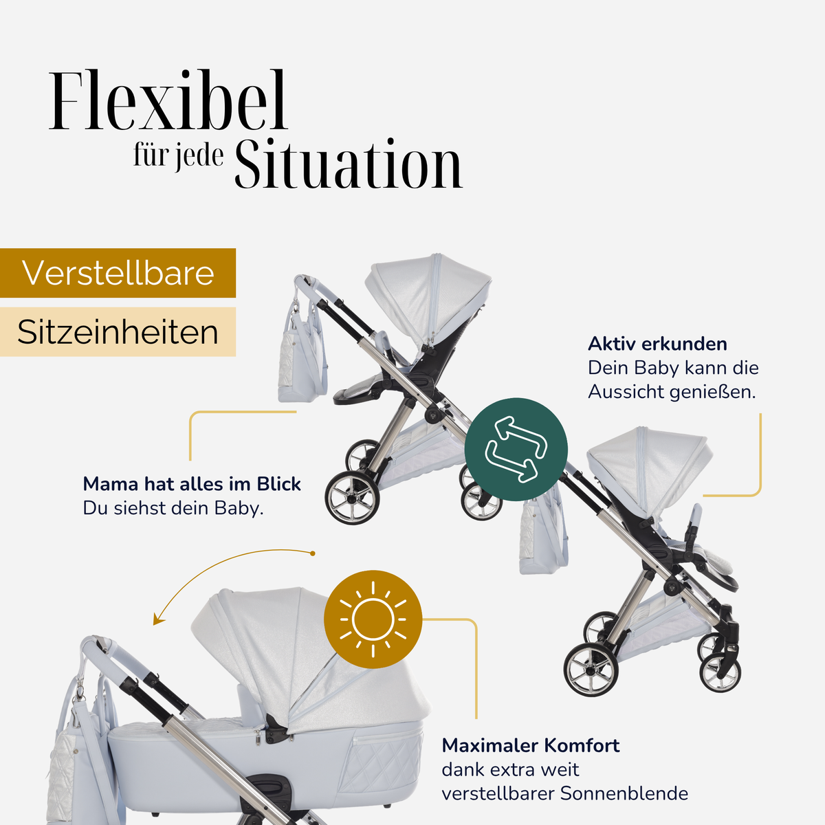 JUNAMA Kombikinderwagen Ellegante Lamé