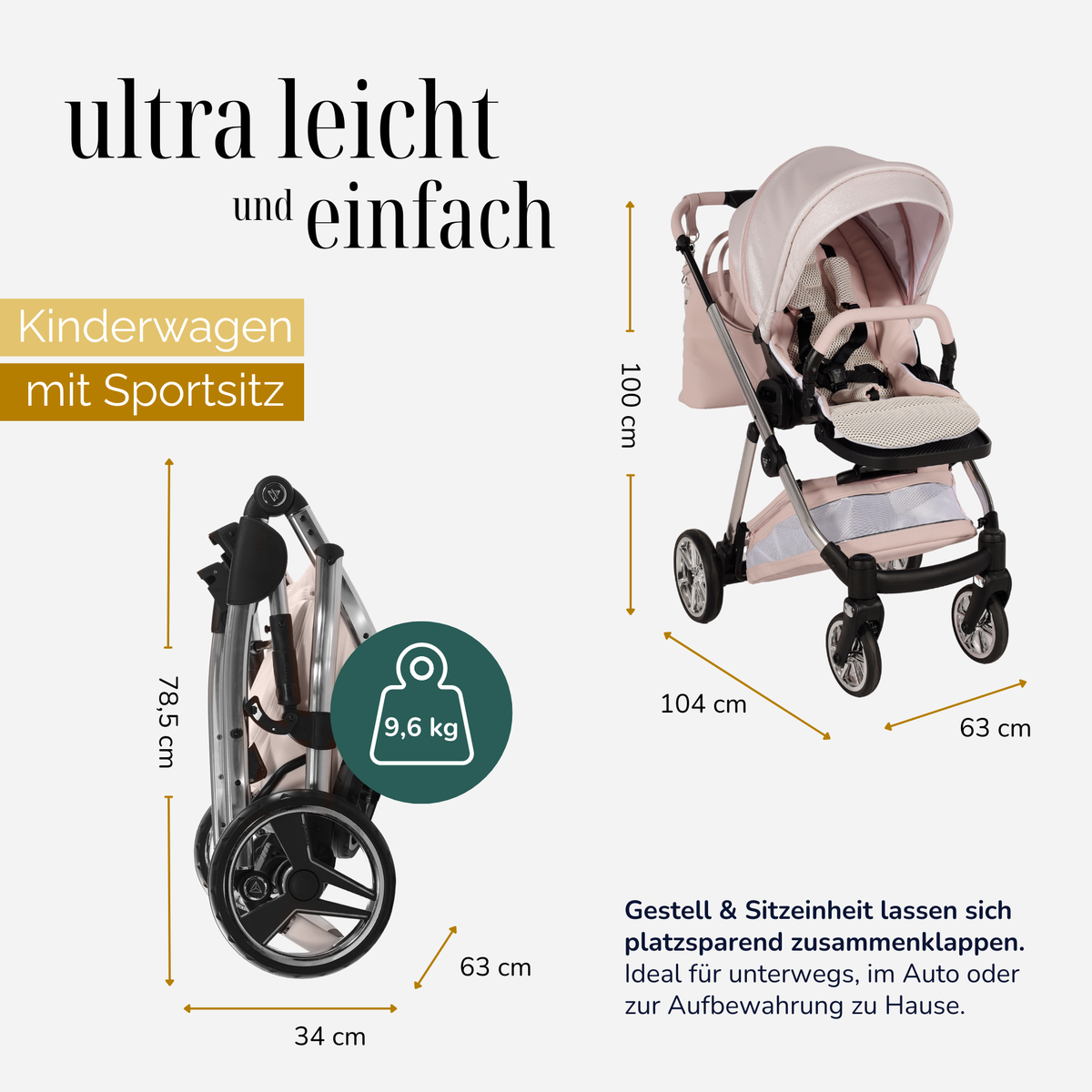 JUNAMA Kombikinderwagen Ellegante Lamé