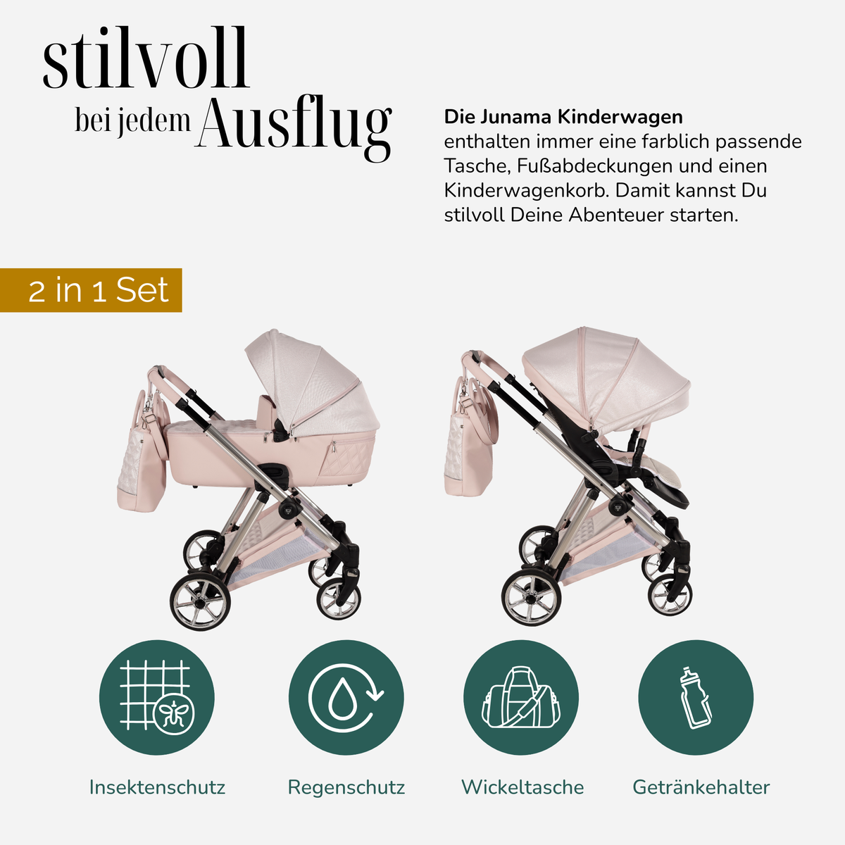 JUNAMA Kombikinderwagen Ellegante Lamé