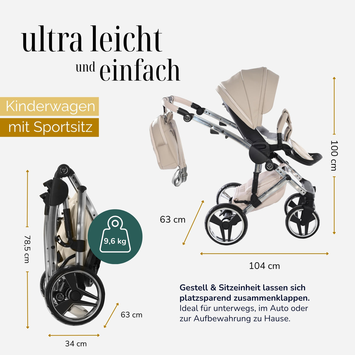 JUNAMA Kombikinderwagen Diamond Fluo Beige Special
