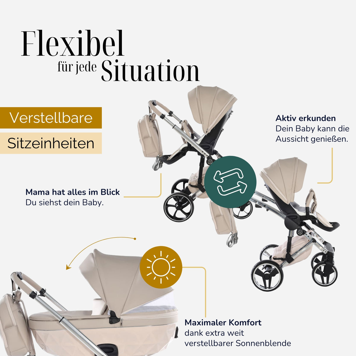 JUNAMA Kombikinderwagen Diamond Fluo Beige Special