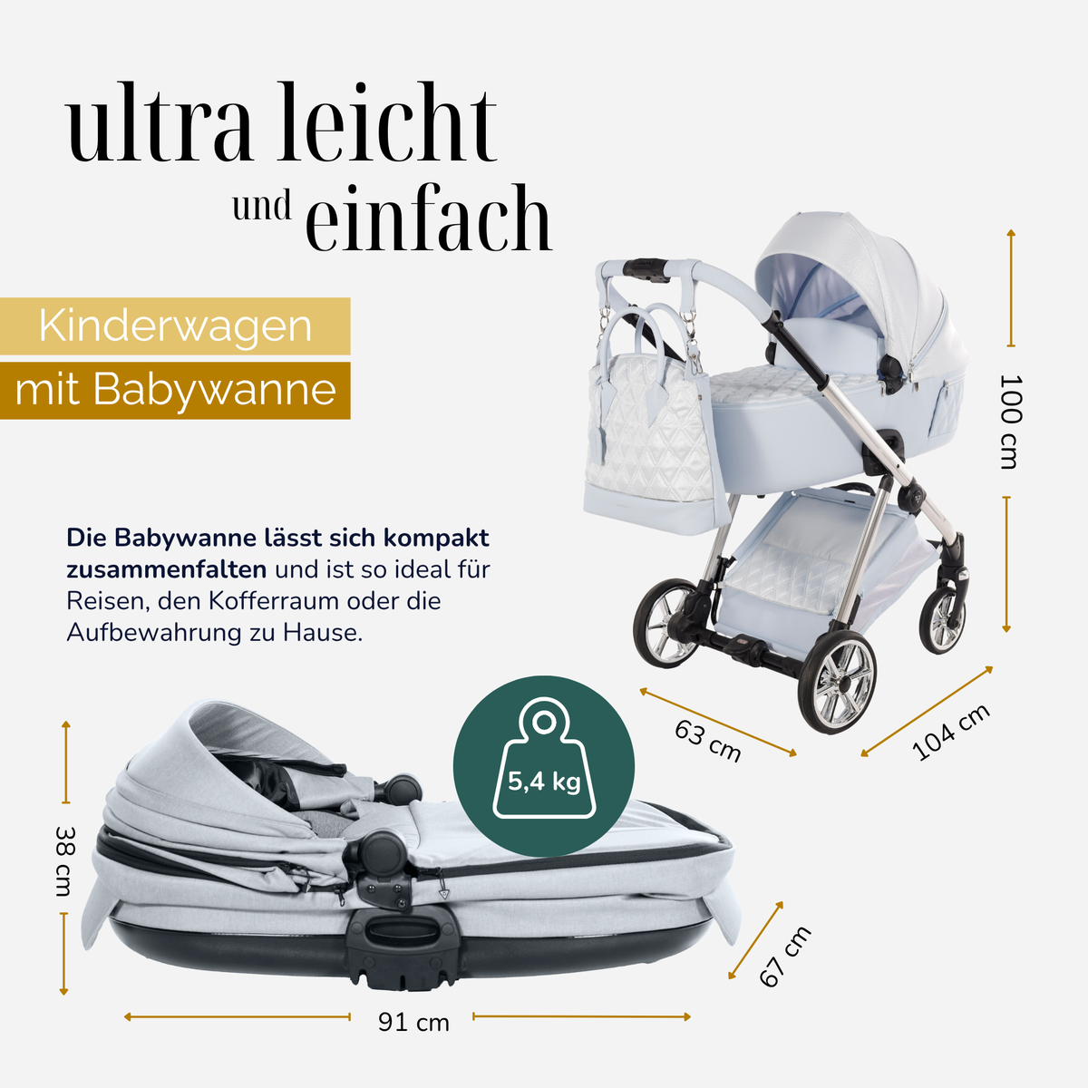 JUNAMA Kombikinderwagen Ellegante Lamé