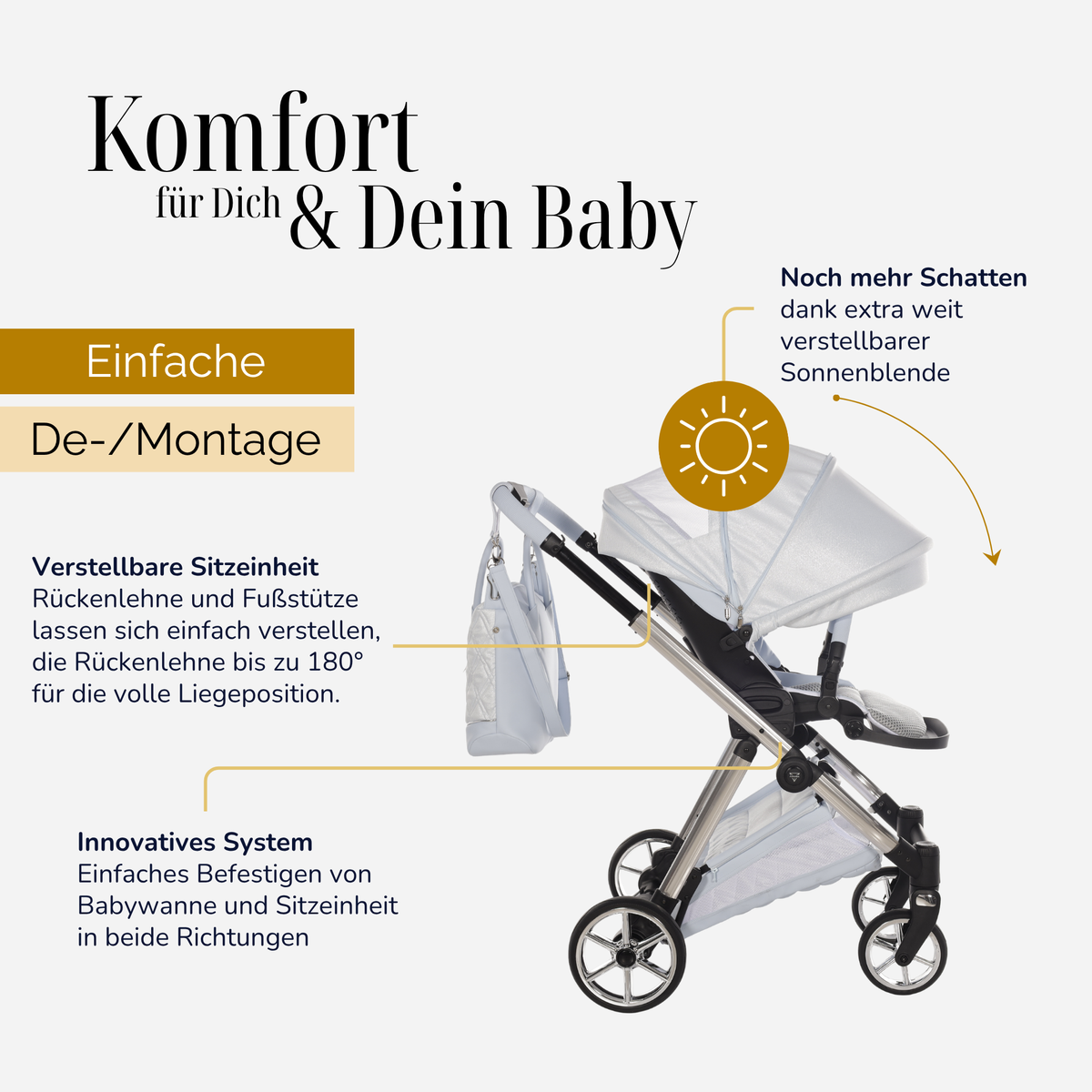 JUNAMA Kombikinderwagen Ellegante Lamé