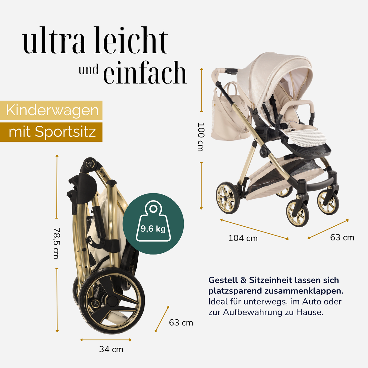 JUNAMA Kombikinderwagen Ellegante Lamé