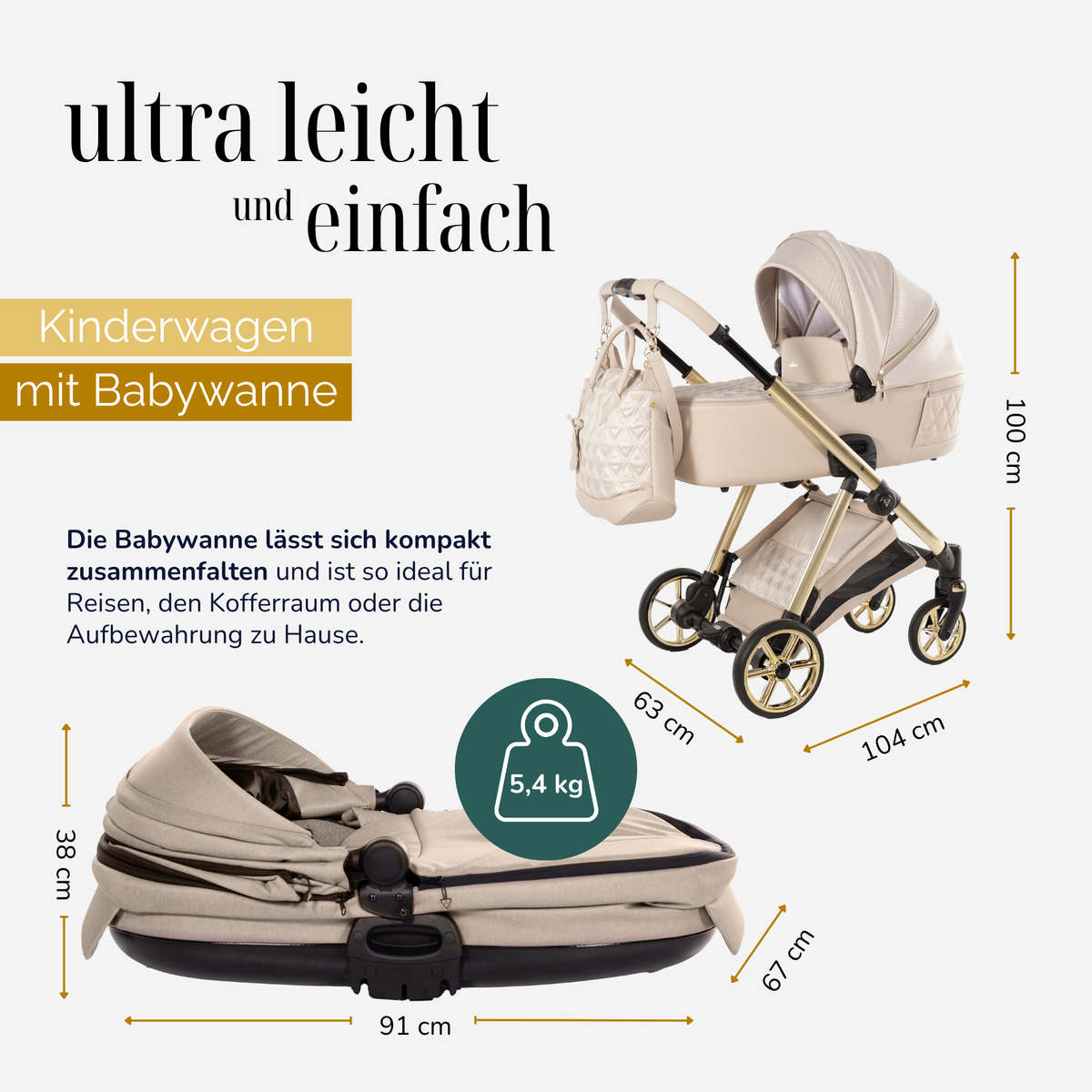 JUNAMA Kombikinderwagen Ellegante Lamé