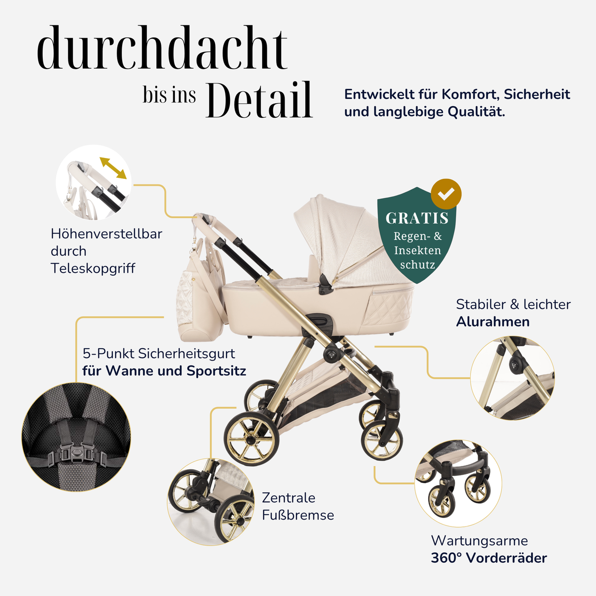 JUNAMA Kombikinderwagen Ellegante Lamé