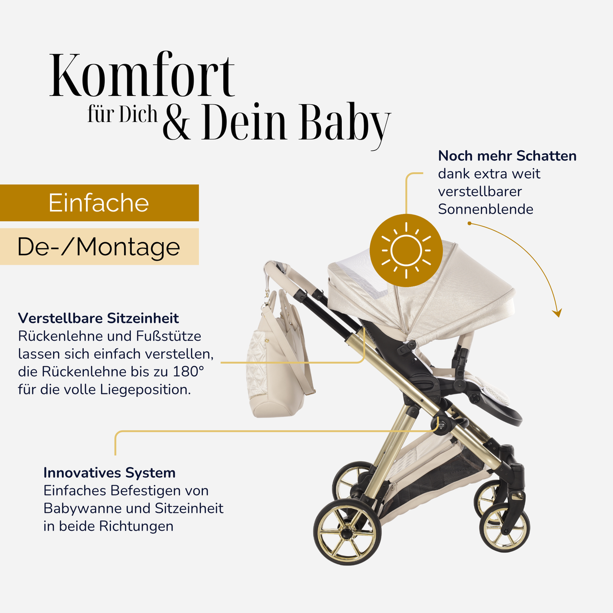 JUNAMA Kombikinderwagen Ellegante Lamé