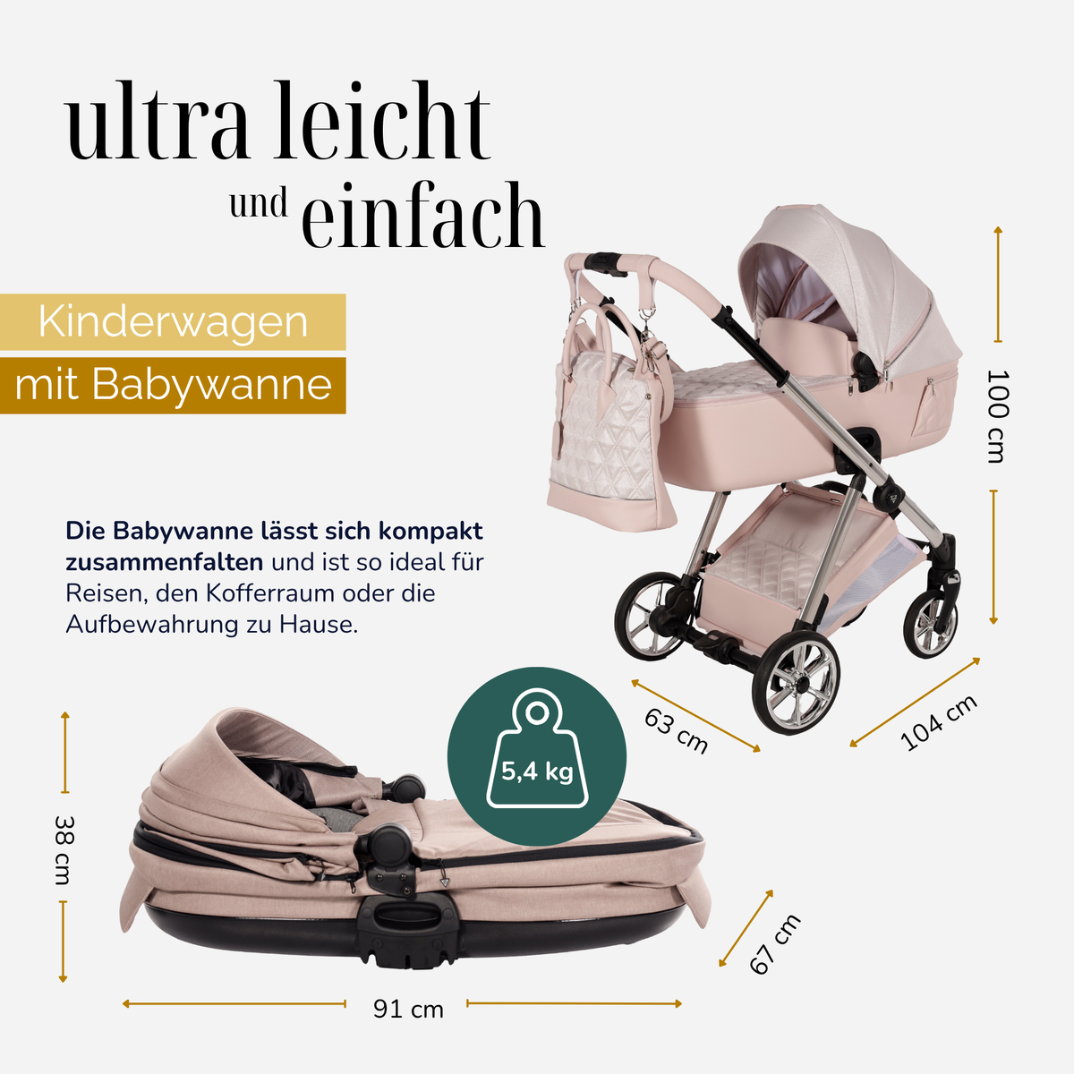 JUNAMA Kombikinderwagen Ellegante Lamé