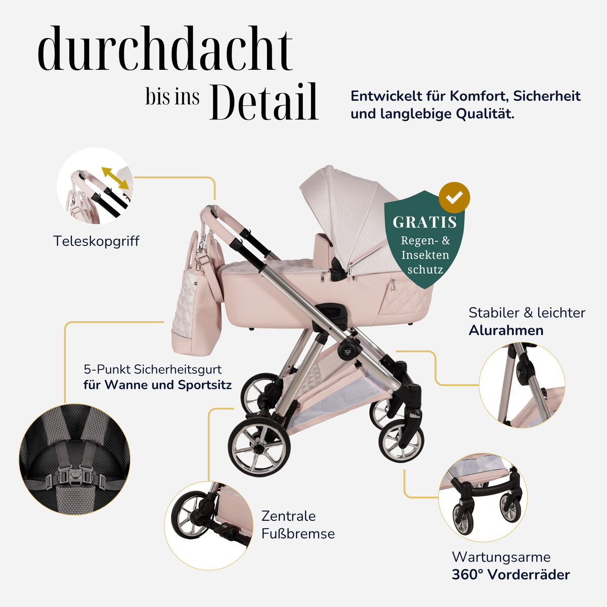 JUNAMA Kombikinderwagen Ellegante Lamé